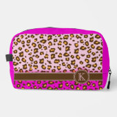 Leopard dier patroon monogram naam toilettasje (Voorkant)