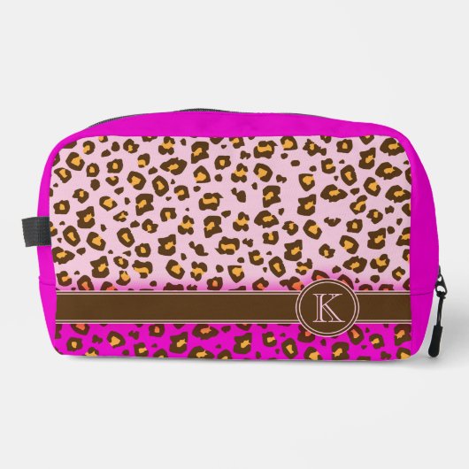 Leopard dier patroon monogram naam toilettasje (Voorkant)