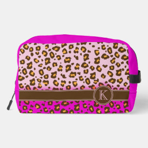 Leopard dier patroon monogram naam toilettasje