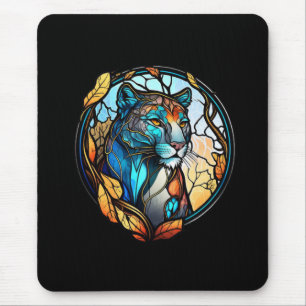 Leopard Dierenportret Glas in lood Wildlife Art Muismat