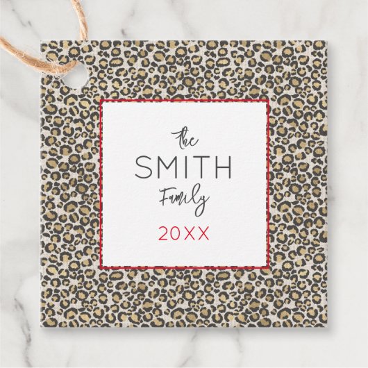 Leopard Dierenprint Aangepaste Familie Tekst Chic Bedankjes Labels (Voorkant)