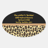 Leopard Dierenprint Adresetiketten Ovale Sticker (Voorkant)