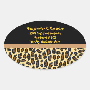 Leopard Dierenprint Adresetiketten Ovale Sticker