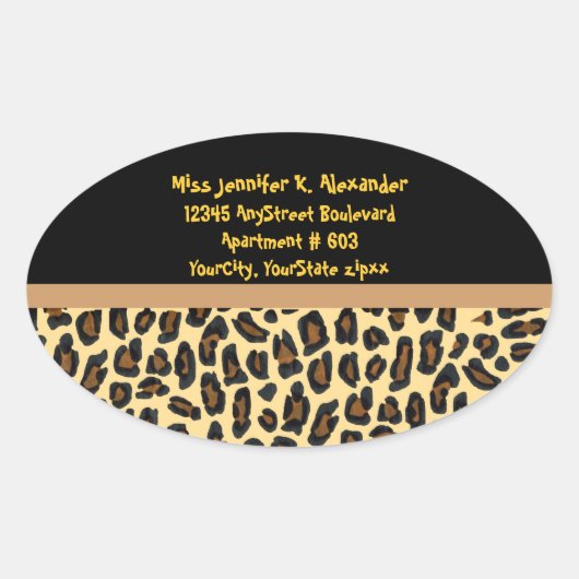 Leopard Dierenprint Adresetiketten Ovale Sticker (Voorkant)