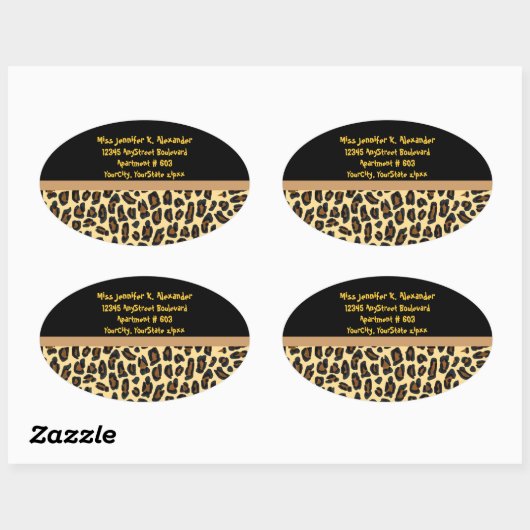 Leopard Dierenprint Adresetiketten Ovale Sticker (Vel)