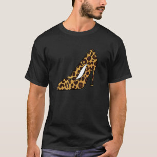 Leopard Dierenprint Hoge Hakken Vrouwen Stiletto T-shirt