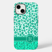 Leopard dierenprint mint monogram iphone case (Achterkant)