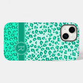 Leopard dierenprint mint monogram iphone case (Achterkant (horizontaal))