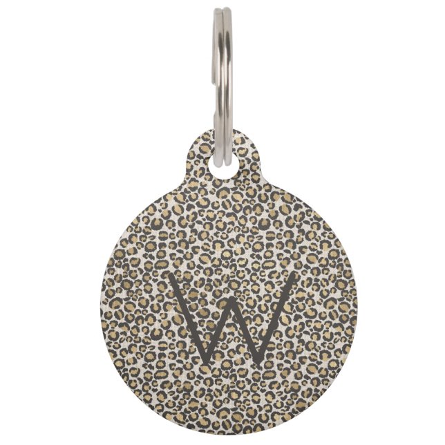 Leopard Dierenprint Monogram Initiaal Chique Pet F Huisdierpenning (Voorkant)