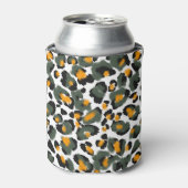 Leopard Dierlijke Print Textuur Achtergrond Blikjeskoeler (Blikje Voorkant)
