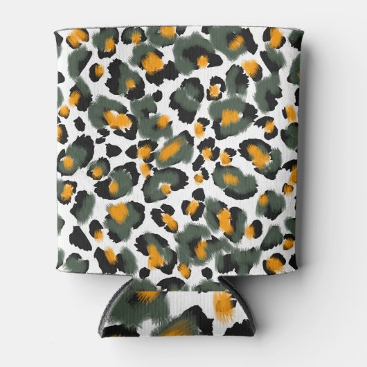 Leopard Dierlijke Print Textuur Achtergrond Blikjeskoeler (Voorkant)