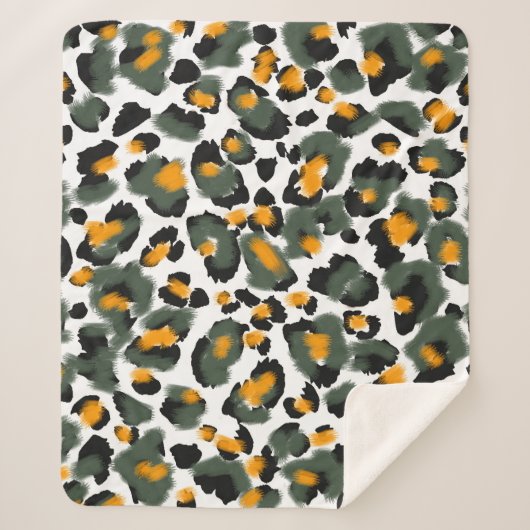 Leopard Dierlijke Print Textuur Achtergrond Sherpa Deken (Voorkant)