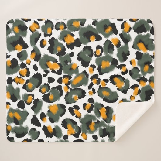 Leopard Dierlijke Print Textuur Achtergrond Sherpa Deken (Voorkant (horizontaal))