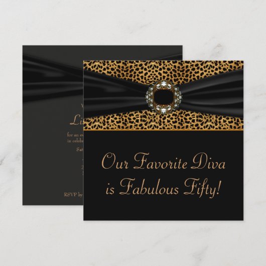 Leopard Diva Vrouwen 50ste Verjaardagsfeest Kaart (Voorkant / Achterkant)