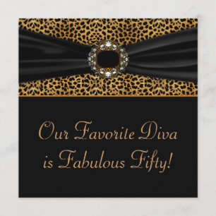 Leopard Diva Vrouwen 50ste Verjaardagsfeest Kaart