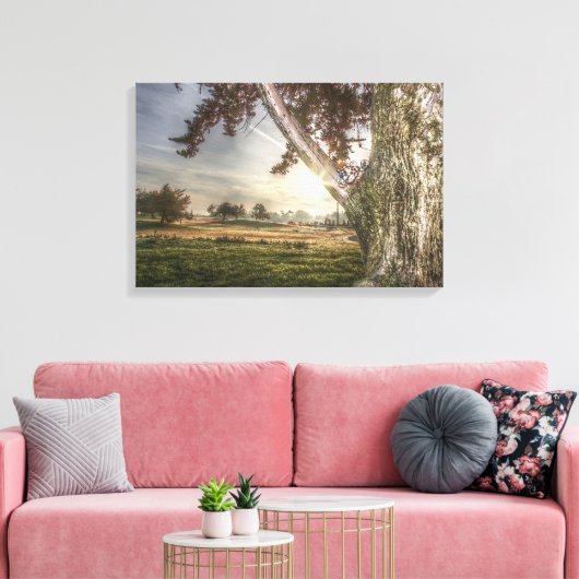 Leopard Doll in een boomschilderdruk Canvas Afdruk (Insitu (Woonkamer))