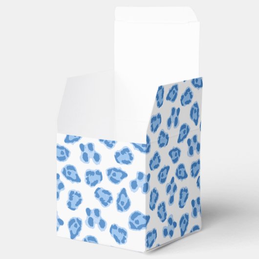 Leopard Dot in Blue Porcelain Bedankdoosjes (Geopend)