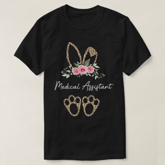 Leopard Easter Bunny Medical Assistant Happy Easte T-shirt (Design voorkant)
