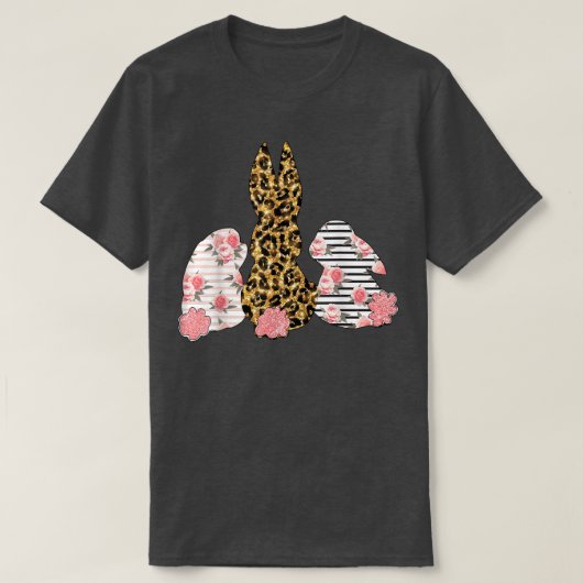 Leopard Easter Bunny Rabbit Paasdag T-shirt (Design voorkant)