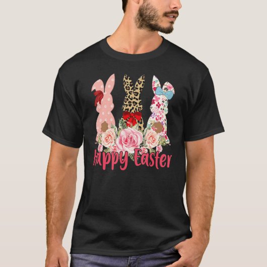 Leopard Easter Bunny Rabbit Trio Cute Easter T-shirt (Voorkant)