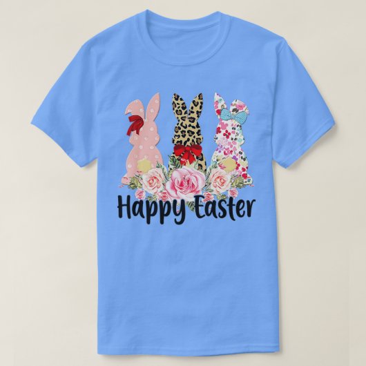 Leopard Easter Bunny Rabbit Trio Cute Happy Easter T-shirt (Design voorkant)