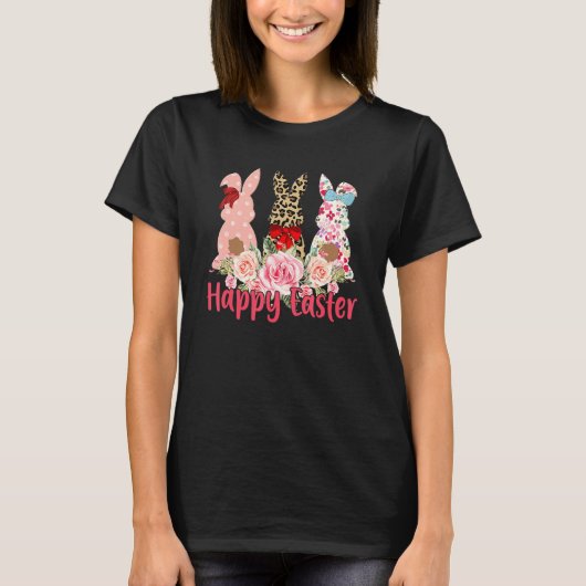 Leopard Easter Bunny Rabbit Trio Cute Happy Easter T-shirt (Voorkant)