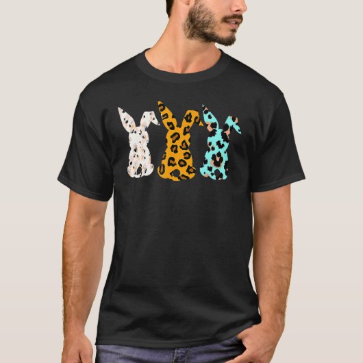 Leopard Easter Bunny Rabbit Trio Cute Happy Easter T-shirt (Voorkant)