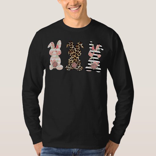 Leopard Easter Bunny Rabbit Trio Cute Paasdag 2 T-shirt (Voorkant)