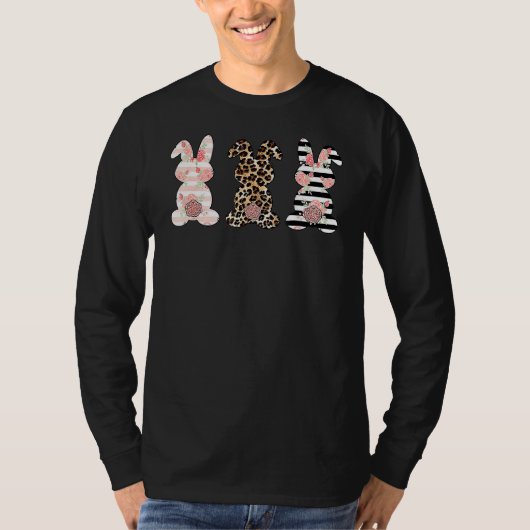 Leopard Easter Bunny Rabbit Trio Cute Paasdag 8 T-shirt (Voorkant)