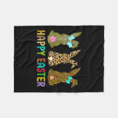 Leopard Easter Bunny Rabbit Trio Paasdag Fleece Deken (Voorkant (Horizontaal))