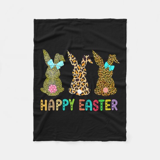 Leopard Easter Bunny Rabbit Trio Paasdag Fleece Deken (Voorkant)