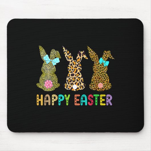 Leopard Easter Bunny Rabbit Trio Paasdag Muismat (Voorkant)
