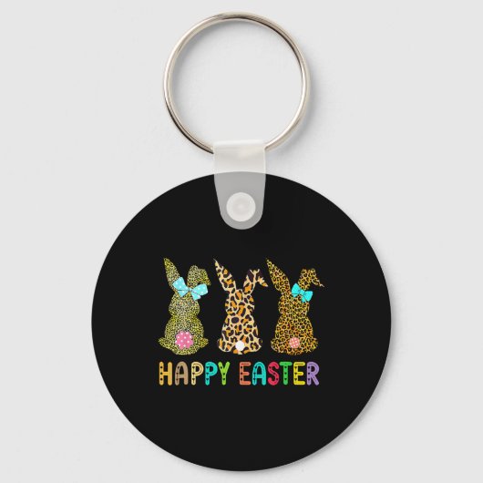 Leopard Easter Bunny Rabbit Trio Paasdag Sleutelhanger (Voorkant)