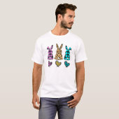 Leopard Easter Bunny Rabbit Trio Paasdag T-shirt (Voorkant volledig)