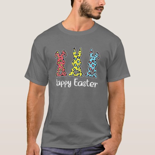 Leopard Easter Bunny Rabbit Trio Paasdag T-shirt (Voorkant)
