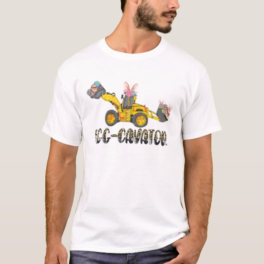Leopard Egg-Cavator Happy Easter Day Bunny Tractor T-shirt (Voorkant)