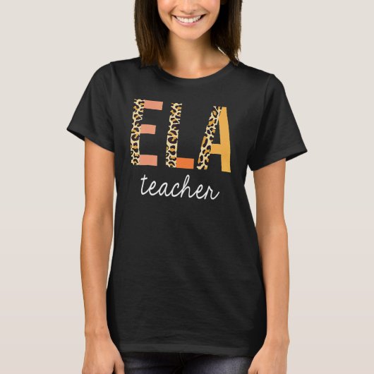Leopard Ela Docent Engelse Taalkunsten Docent T-shirt (Voorkant)