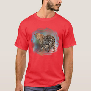 Leopard Elegant Moderne Red Color Sjabloon Basic T-shirt