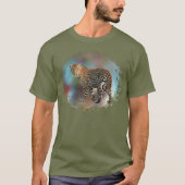 Leopard Elegant Moderne Vermoeidheid Groene Sjablo T-shirt (Voorkant)