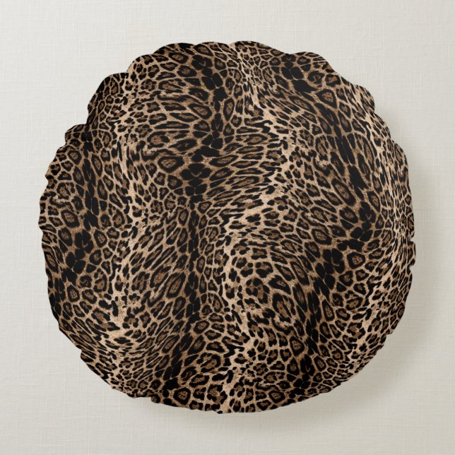 Leopard Elegant print Cushion Set Rond Kussen (Voorkant)