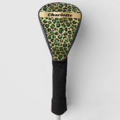 Leopard emerald green gold cheetah patroonnaam golfheadcover (Voorkant)