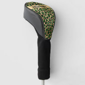Leopard emerald green gold cheetah patroonnaam golfheadcover (Schuin)