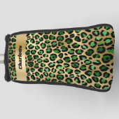 Leopard emerald green gold cheetah patroonnaam golfheadcover (Voorkant)