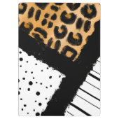 Leopard en Black and White Polka Dots Monogramed Klembord (Achterkant)