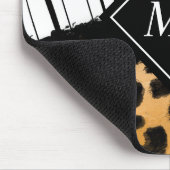 Leopard en Black and White Polka Dots Monogramed Muismat (Hoek)