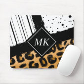 Leopard en Black and White Polka Dots Monogramed Muismat (Met muis)