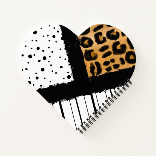 Leopard en Black and White Polka Dots Monogramed Notitieboek (Achterkant)