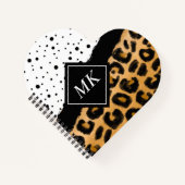 Leopard en Black and White Polka Dots Monogramed Notitieboek (Voorkant)
