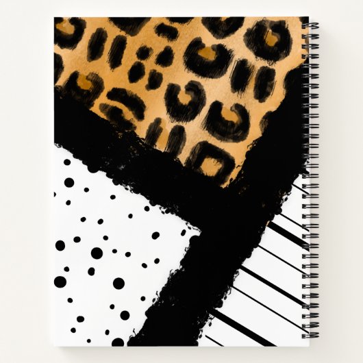 Leopard en Black and White Polka Dots Monogramed Notitieboek (Achterkant)