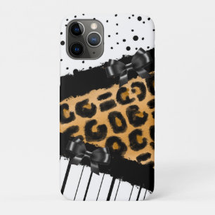Leopard en Black en White Polka Dots and Bows Case-Mate iPhone Case